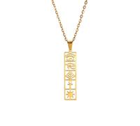 EUEAVAN Collier pendentif cartouche pour femmes Collier croix œil d'Horus/Ankh Collier cartouche Nom personnalisé Hieroglyphe Ancienne Égypte Amulette Bijoux Cadeau (Cartouche or 2)