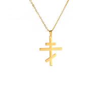 EUEAVAN Collier pendentif croix orthodoxe en acier inoxydable collier pendentif croix classique bijoux amulette orthodoxe russe collier religieux (Or)