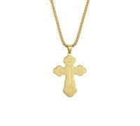 EUEAVAN Collier pendentif croix orthodoxe en acier inoxydable collier pendentif croix classique bijoux amulette orthodoxe russe collier religieux (Croix orthodoxe chaîne box or)