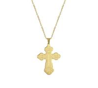 EUEAVAN Collier pendentif croix orthodoxe en acier inoxydable collier pendentif croix classique bijoux amulette orthodoxe russe collier religieux (Croix orthodoxe collier or)