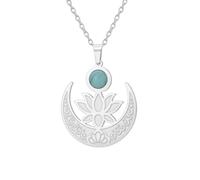 EUEAVAN Collier pendentif fleur de lotus pour femmes pierre de lune charme nouveau départ méditation guérison bouddha inspiration bijoux yoga cadeau (argent)