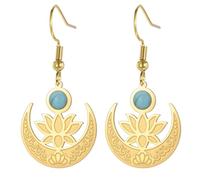 EUEAVAN Collier pendentif fleur de lotus pour femmes pierre de lune charme nouveau départ méditation guérison bouddha inspiration bijoux yoga cadeau (or2)