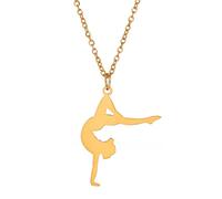 EUEAVAN Collier pendentif Gymnaste inspirant Ballet Ballerina Sports Danse Solo USA Gymnastique Team Tour de cou Bijoux Fille Femme Entraîneur Fille (Gymnastique or 8)