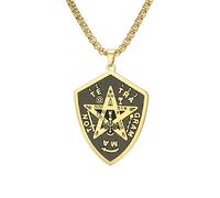 EUEAVAN Collier pentagramme Tetragrammaton pour homme YHVH YHWH Jéhovah Pendentif pentacle Yeshua Prière bénie Noms hébreux de Dieu Amulette Wicca Bijou cadeau pour chrétien (or)