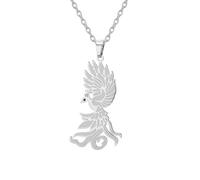 EUEAVAN Collier Phoenix pour femmes Nirvana ascendant du phénix Pendentif oiseau mythologique renaissant de ses cendres Bijoux Inspiration Cadeaux (argent)