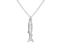 EUEAVAN Collier poisson délicat avec pendentif en corne italienne cornicello koï porte-bonheur amulette ichthys pour l'été, la plage, la foi chrétienne, cadeau pour femme, Moyen, Acier inoxydable, Pas