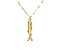 EUEAVAN Collier poisson délicat avec pendentif en corne italienne cornicello koï porte-bonheur amulette ichthys pour l'été, la plage, la foi chrétienne, cadeau pour femme, Moyen, Acier inoxydable, Pas