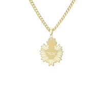 EUEAVAN Collier sacré cœur de Jésus avec pendentif couronne d'épines et foi catholique, amulette chrétienne, bijoux de Pâques pour homme et femme, Moyen, Acier inoxydable, Pas de pierre précieuse