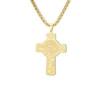 EUEAVAN Collier Saint Christophe Chi Rho Christogramme Saint des voyageurs avec pendentif croix patron saint voyage amulette catholique bijoux religieux sainte bible foi cadeau pour homme femme, Moyen