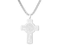 EUEAVAN Collier Saint Christophe Chi Rho Christogramme Saint des voyageurs avec pendentif croix patron saint voyage amulette catholique bijoux religieux sainte bible foi cadeau pour homme femme, Moyen