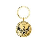EUEAVAN Collier Saint Michel Archanges Ailes pour Hommes Pendentif Saint Michel Ange Gardien Archanges Médaillon Porte-clés Sacré Ankh et Ailes Amulette Catholique Cadeaux Chrétiens Femmes (or 2)