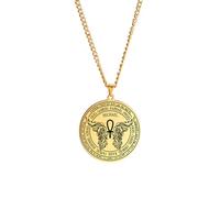 EUEAVAN Collier Saint Michel Archanges Ailes pour Hommes Pendentif Saint Michel Ange Gardien Archanges Médaillon Porte-clés Sacré Ankh et Ailes Amulette Catholique Cadeaux Chrétiens Femmes