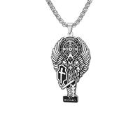 EUEAVAN Collier Saint Michel pour homme et femme avec pendentif archange Michael vintage antique amulette, Medium, Acier inoxydable, Pas de gemme