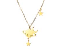 EUEAVAN Collier Saturne pour femmes Pendentif Planète Cosmique Esthétique Lune Phase Étoile Tour de cou Stylisé Bijoux Soleil Cadeau (or 2)
