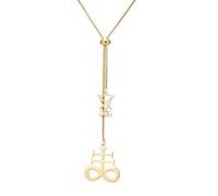 EUEAVAN Collier Sigil of Lucifer Pendentif croix Léviathan pour hommes Sceau démoniaque de Satan Occulte Lucifer Satanique Baphomet Talisman Gothique Religieux Église Bijoux Wiccan Païen Cadeau (Or)