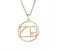 EUEAVAN Collier spirale Fibonacci Collier Ratio d'Or Pendentif Ratio d'Or Chiffres Fibonacci Bijoux Géométrie Sacrée Mathématiques Enseignant Cadeaux Architecte Femmes Hommes (fibonacci or3)