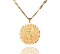 EUEAVAN Collier St. Michael pour les hommes St Michael Archange Pendentif Saint Collier Médaille Catholique Patron Amulette Bijoux Religaieux Cadeau de Confirmation pour Garçon (Saint-Michel or)