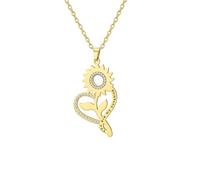 EUEAVAN Collier tournesol pour femme avec pendentif en forme de cœur avec strass « You Are My Sunshine » en forme de trèfle délicat, cadeau pour maman, Medium, Acier inoxydable, Pas de gemme