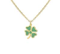 EUEAVAN Collier trèfle à quatre feuilles pour femme Pendentif trèfle vert Porte-bonheur Amitié Bijoux Accessoires pour la Saint-Patrick Cadeau irlandais (Or)