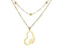 EUEAVAN Collier trèfle à quatre feuilles vert avec pendentif en forme de cœur et nœud celtique porte-bonheur pour la Saint-Patrick - Cadeau irlandais pour femme, Moyen, Acier inoxydable, Pas de pierre