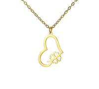 EUEAVAN Collier trèfle à quatre feuilles vert avec pendentif en forme de cœur et nœud celtique porte-bonheur pour la Saint-Patrick - Cadeau irlandais pour femme, Medium, Acier inoxydable, Pas de