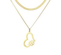EUEAVAN Collier trèfle à quatre feuilles vert avec pendentif en forme de cœur et nœud celtique porte-bonheur pour la Saint-Patrick - Cadeau irlandais pour femme, Medium, Acier inoxydable, Pas de