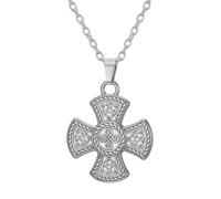 EUEAVAN Collier Trinity Knot Triquetra avec croix celtique pour homme | Pendentif maltais, en acier inoxydable, amulette rune viking, bijou religieux irlandais, cadeau de foi