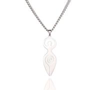 EUEAVAN Collier triple déesse de la lune Collier pendentif déesse de la fertilité Celtique Amulettes Lune Pentagramme Croix Bijoux Païens Cadeaux Hommes Femmes (A- Déesse de la fertilité argent)