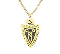 EUEAVAN Collier Viking pour homme Odin Valknut Nœud celtique Pendentif bouclier Amulette de protection nordique Rune Bijoux païens Mythologie païenne Cadeau Femmes (Or)