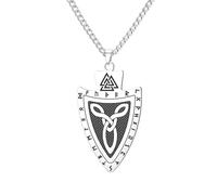 EUEAVAN Collier Viking pour homme Odin Valknut Nœud celtique Pendentif bouclier Amulette de protection nordique Rune Bijoux païens Mythologie païenne Cadeau Femmes (Argent)