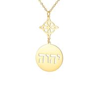 EUEAVAN Collier Witches Knot Jehovah Nudo De Bruja YHVH YHWH Yeshua Tetragrammaton Pentagramme Pendentif Salomon Wicca Amulette Religions Bijoux Wiccan Cadeau (nœud de sorcière 2, or)
