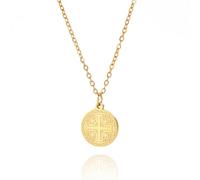 EUEAVAN Croisés de Jérusalem Croix Pendentif Collier Jérusalem Médaillon Disque Grec Religieux Médiéval Bijoux Baptême Cadeau Femmes Hommes, m, Acier inoxydable, Il ne s'agit pas d'une pierre