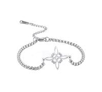 EUEAVAN Délicate Celtic Witch's Knot Bracelet amulette décolleté quatre coins charme irlandais wiccan vintage bijoux cadeau fille femme (Argent1)