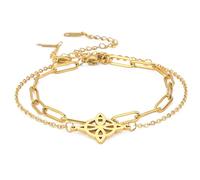 EUEAVAN Double noeud celtique Cercles concentriques Bracelet fleur Noeud de sorcière amulette paganisme creux double trou en acier inoxydable bijoux cadeau femmes