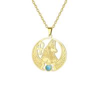 EUEAVAN Egyptian Anubis Necklace Ankh Cross Goddess Isis Wing Scarab Wicca Pagan Gemstone Pendant Magic Power Amulet Ancient Egypt God Mythology Jewelry Gift Women Men