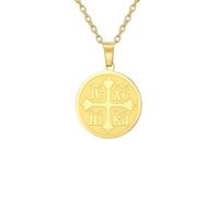 EUEAVAN IC XC NIKA Croix Orthodoxe Jésus-Christ Médaillon Pendentif Byzantine pour Femmes - Collier Bijoux Religieux Orientaux - Cadeau Chrétien Catholique