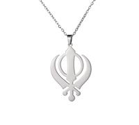 EUEAVAN Khanda Sikh épée symbole collier Sikh Kara disque pendentif sikhisme symbole religieux Sikh Khanda bijoux Punjabi épée Protection amulette femmes hommes (argent)