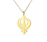 EUEAVAN Khanda Sikh épée symbole collier Sikh Kara disque pendentif sikhisme symbole religieux Sikh Khanda bijoux Punjabi épée Protection amulette femmes hommes (l'or)