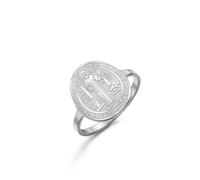 EUEAVAN Médaille de Saint Benoît pour femme - Bague San Benito Patron Saint Exorcisme Croix Amulette Chrétienne Catholique Religieuse Bijoux Cadeau de foi, Acier inoxydable, Pas de pierre précieuse