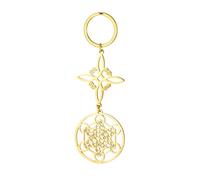 EUEAVAN Metatron Cube Porte-clés nœud de sorcière celtique Triquetra Trinité Géométrie sacrée Sceaux d'archange Talisman, doré, Medium