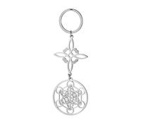 EUEAVAN Metatron Cube Porte-clés nœud de sorcière celtique Triquetra Trinité Géométrie sacrée Sceaux d'archange Talisman, Argenté, Medium