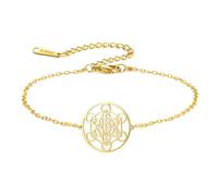 EUEAVAN Metatrons Bracelet cube réglable en perles pour couple - Géométrie sacrée - Fait à la main - Corde tressée - Bracelet porte-bonheur rouge - Amulette de la kabbale, Moyen, Acier inoxydable, Pas