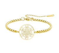 EUEAVAN Metatrons Bracelet cube réglable en perles pour couple - Géométrie sacrée - Fait à la main - Corde tressée - Bracelet porte-bonheur rouge - Amulette de la kabbale, Moyen, Acier inoxydable, Pas