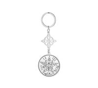 EUEAVAN Nœud des sorcières Jéhovah Porte-clés Nudo De Bruja YHVH YHWH Yeshua Tétragramme Pentagramme Porte-clés Salomon Wicca Amulette (nœud de sorcière 2, Tétragramme argent)