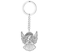 EUEAVAN Porte-clés ailes d'ange en forme de cœur - Amulette de foi - Cadeau pour fille, Argenté, Medium