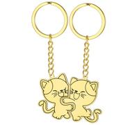 EUEAVAN Porte-clés amitié chat BBF BFF Meilleure amie Kitty Porte-clés assortis pour couples Bijoux à motifs mignons Cadeau longue distance 2 pièces