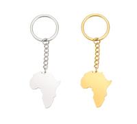 EUEAVAN Porte-clés carte de l'Afrique - Porte-clés tribal africain - Bijoux ethniques, Argent + or, Large