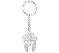 EUEAVAN Porte-clés casque de guerrier spartiate, amulette, gothique, religieux, cadeau pour homme, Argenté, Medium