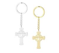 EUEAVAN Porte-clés en forme de croix celtique de la déesse égyptienne Isis avec croix ankh œil d'Horus mythologie grecque, Argent + or, Medium