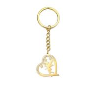 EUEAVAN Porte-clés Fée Clochette Princesse Wendy Ange Tendance Danseuse Ballet Bijoux Citation Conte de fées Femme, Cœurs Doré, Medium